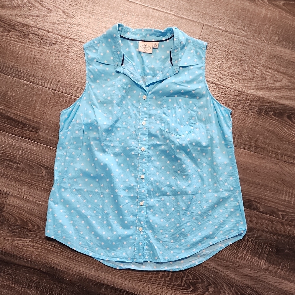 💋 St. John's Bay polka dot Sleeveless poplin Top 💋